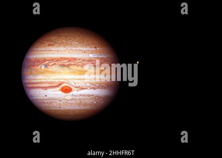 Planet Jupiter on a black background. Elements of this image furnished by NASA. High quality photo Stock Photo