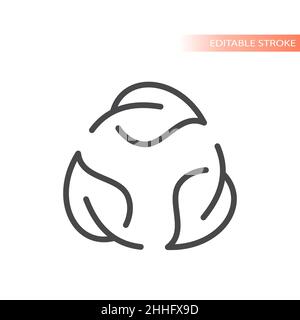Biodegradable or recycled outline icon. Leaf circle line vector symbol. Stock Vector