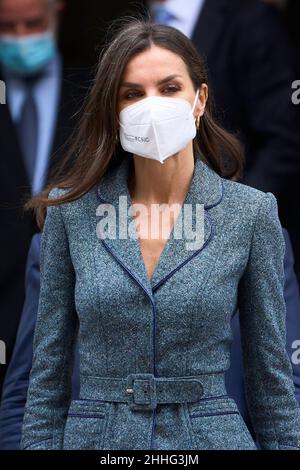 Madrid, Spain. 24th Jan, 2022. QUEEN LETIZIA of Spain attends the deilvery the Medal of Honour of the Royal Academy of Fine Arts of San Fernando to the Hispania Nostra Association at Royal Academy of Fine Arts of San Fernando in Madrid, Spain. (Credit Image: © Jack Abuin/ZUMA Press Wire) Credit: ZUMA Press, Inc./Alamy Live News Stock Photo