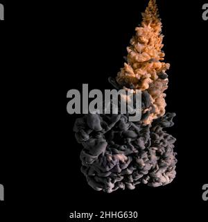 yellow and gray colored cloud in water with dark background Stock Photo