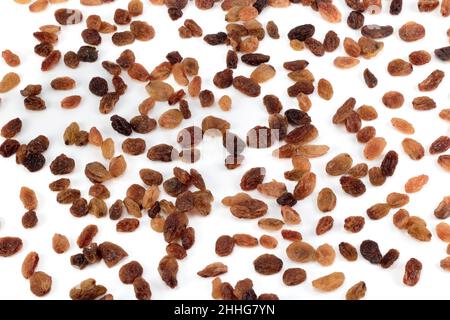 Dried raisins isolated on white background. Stock Photo