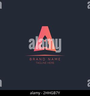 Logo template letter A with rocket symbol incorporated. Negative Space abstract Style Modern Vector Editable Stock Vector