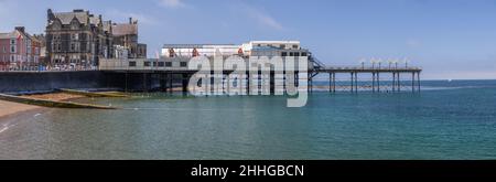 Panoramic view of Aberystwyth pier, Ceredigion, Wales Stock Photo
