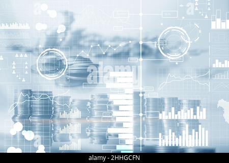 Business modern technology. BI Business intelligence concept on virtual screen. Stock Photo