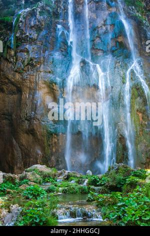 Waterfall in The Plitvice Lakes National Park, Croatia, Europe. Stock Photo