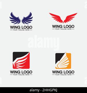 Set Wings logo vector icon symbol illustration design template Stock Vector