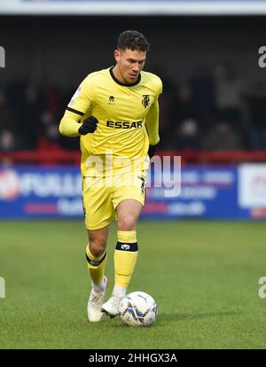 Kieron Morris of Tranmere during the Sky Bet League Two match between Crawley Town and Tranmere Rovers at the People's Pension Stadium  , Crawley ,  UK - 22nd January 2022 - Editorial use only. No merchandising. For Football images FA and Premier League restrictions apply inc. no internet/mobile usage without FAPL license - for details contact Football Dataco Stock Photo