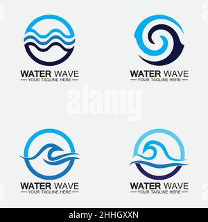 Set Water wave icon vector illustration design logo Stock Vector