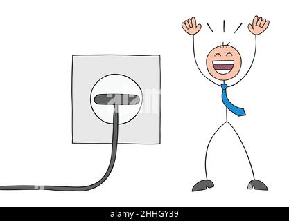 Changing Socket Cartoon plug and electric socket. cartoon vector and illustration, hand drawn ...