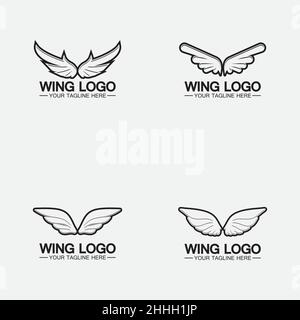 Set Wings logo vector icon symbol illustration design template Stock Vector