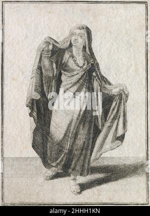 Antique 17th century engraving, 'an African woman in state dress' (Eine Africanerin im Staats Kleid) by Johann Christoph Weigel, known as Christoph Weigel the Elder (1654-1725). SOURCE: ORIGINAL ENGRAVING Stock Photo