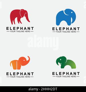 Set Elephant Logo Vector Illustrator Design Template Stock Vector