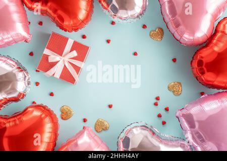 Holiday background design with big heart air balloons Stock Photo