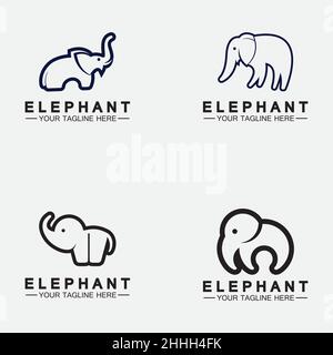 Set Elephant Logo Vector Illustrator Design Template Stock Vector