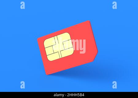 Sim card for mobile phone. Global communications. Prepaid cellular services. Mobile operator. 3d render Stock Photo