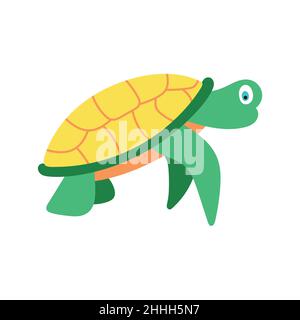 vector sea turtle cartoon isolated on white background. Stock Vector