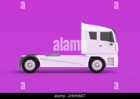 Truck on violet background. Transport company. Transportation of heavy loads. Delivery service. International transportation. 3d render Stock Photo