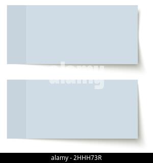 two different sticky papers with shadow colored blue on white background Stock Vector