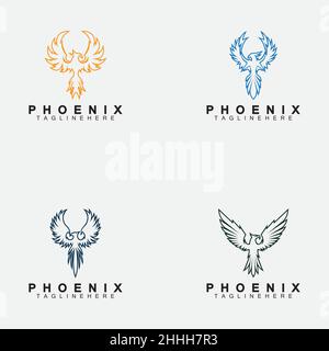 Set Phoenix logo Vector Illustration Design Template Stock Vector