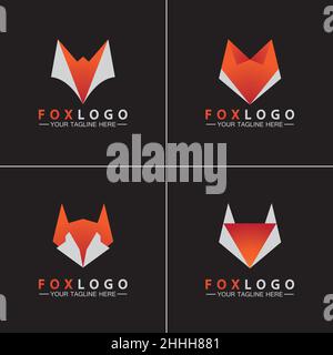 Set Fox logo Vector illustration design template Stock Vector