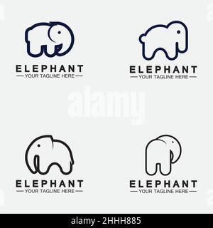 Set Elephant Logo Vector Illustrator Design Template Stock Vector