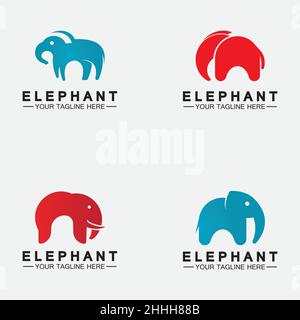 Set Elephant Logo Vector Illustrator Design Template Stock Vector