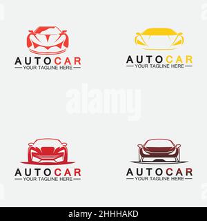 Set Auto car logo design with concept sports car vehicle icon silhouette.Vector illustration design template. Stock Vector