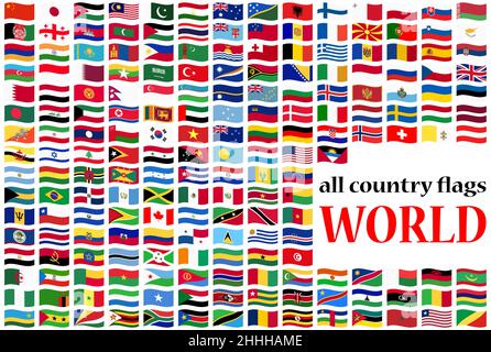 collection of flags from all national countries of the world Stock Vector