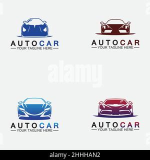 Set Auto car logo design with concept sports car vehicle icon silhouette.Vector illustration design template. Stock Vector