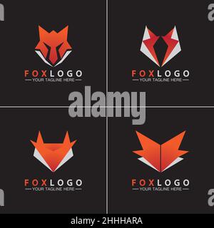 Set Fox logo Vector illustration design template Stock Vector