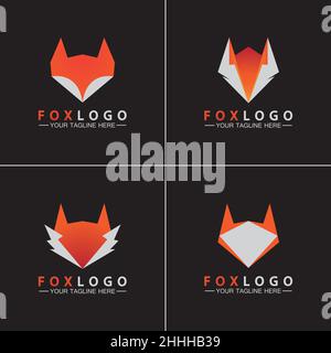 Set Fox logo Vector illustration design template Stock Vector