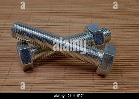 Metal screws in a closeup Stock Photo