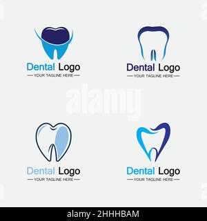 Set Dental Logo Design vector template.Creative Dentist Logo. Dental Clinic Vector Logo. Stock Vector