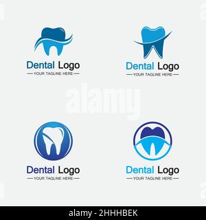 Set Dental Logo Design vector template.Creative Dentist Logo. Dental Clinic Vector Logo. Stock Vector