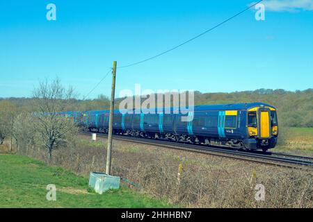 A pair of Class 375 electric multiple units numbers 375903 and 375713 working a South Eastern service at Etchingham in East Sussex. Stock Photo