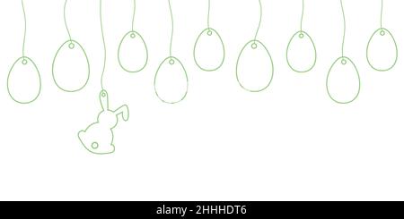 hanging easter eggs and bunny colorful decoration Stock Vector