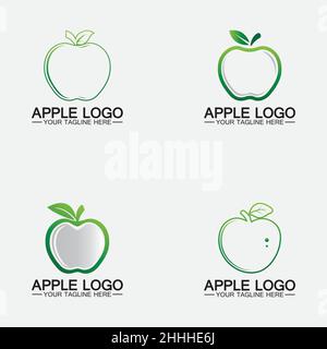 Set Apple logo. fruit healthy food design.Apple logo design inspiration vector template Stock Vector