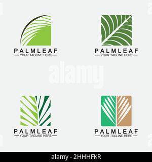 Set Tropical Palm leaf logo vector design template Stock Vector