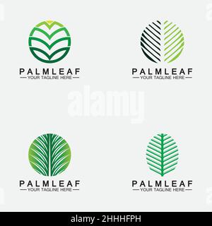 Set Tropical Palm leaf logo vector design template Stock Vector