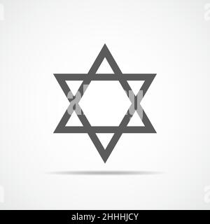 Star of David icon. Vector illustration. Gray hexagonal star in flat design. Stock Vector