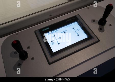 Machine for controlling objects and learn about dimensions and three-dimensional work.    Print3D itinerary exhibition about the numerous uses of 3D p Stock Photo