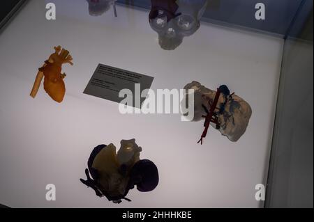 3D printing, virtual planning and 3D bioprinted tissues are some of the techniques in use at some hospitals.    Print3D itinerary exhibition in CaixaF Stock Photo