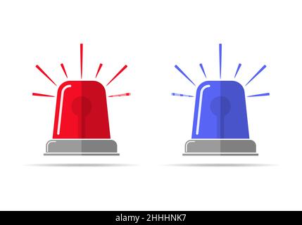 Red and blue flashers in flat design. Vector illustration. Police flasher icons Stock Vector