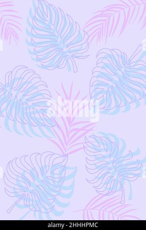 Tropical leaves pastel color Modern jungle plants Stock Vector