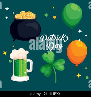 five st patricks day icons Stock Vector