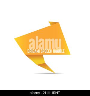 Abstract orange origami speech bubble. Vector illustration. Origami speech bubble isolated on white background. Stock Vector