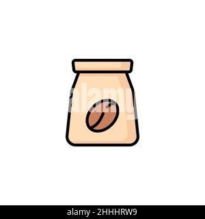 Coffee bean bag color icon. linear style sign for mobile concept and web design. coffee packet simple line vector icon. Symbol, logo illustration. Pix Stock Vector