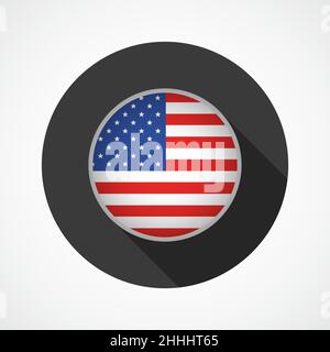 United State of America flag on button. Vector Illustration. American flag round icon Stock Vector