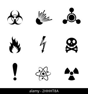 Set of warning danger signs, isolated on white background. Vector illustration. Set of warning hazard signs. Stock Vector