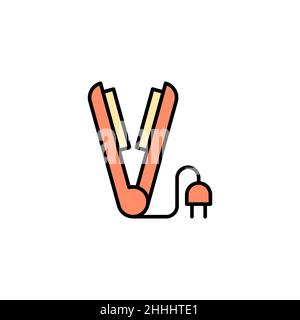 Hair straightener outline, filled, color, glyph icon. linear style sign for mobile concept and web design. Barbershop simple line vector icon. Symbol, Stock Vector